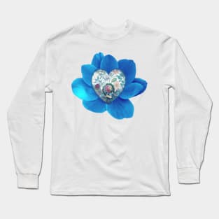 Blue Poppy Skull Love Long Sleeve T-Shirt